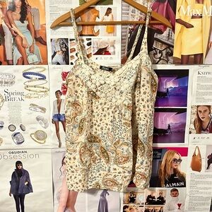 Boho Print and Crochet Tank Top